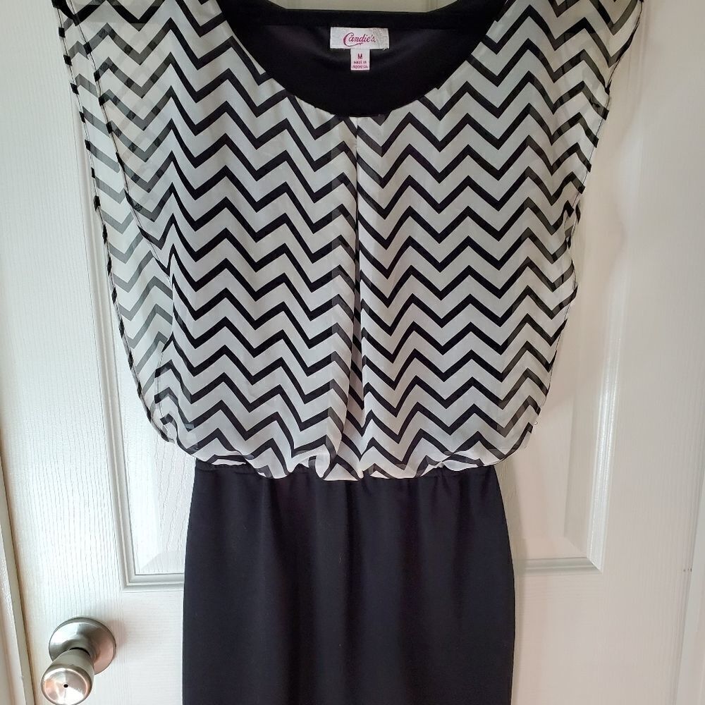 Candie's Black and White Dress Medium - Picture 4 of 6
